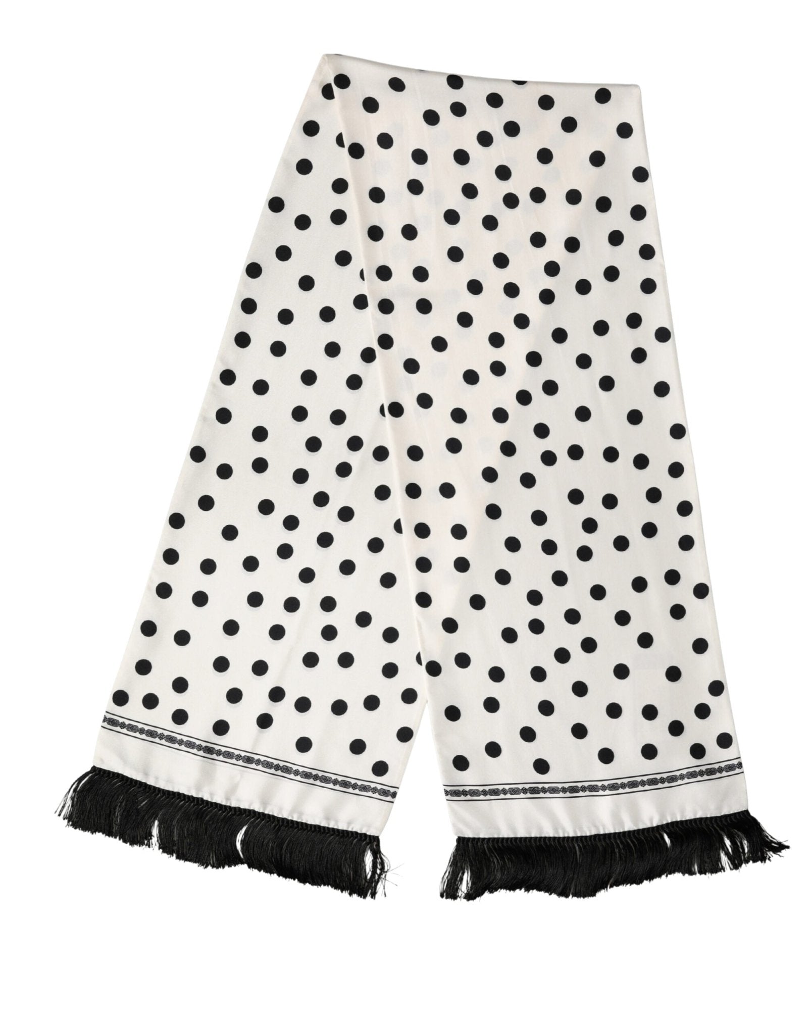 Dolce & Gabbana White Black Polka Dot Neck Wrap Foulard 165.5cmx32cm Scarf - RIMODA