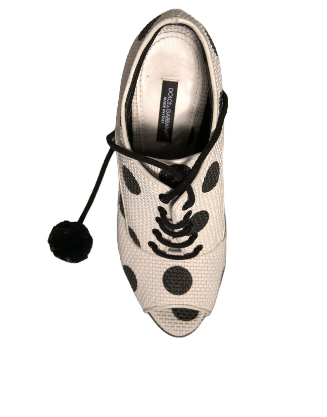 Dolce & Gabbana White Black Polka Dot Peep Toe Ankle Boots Shoes - RIMODA