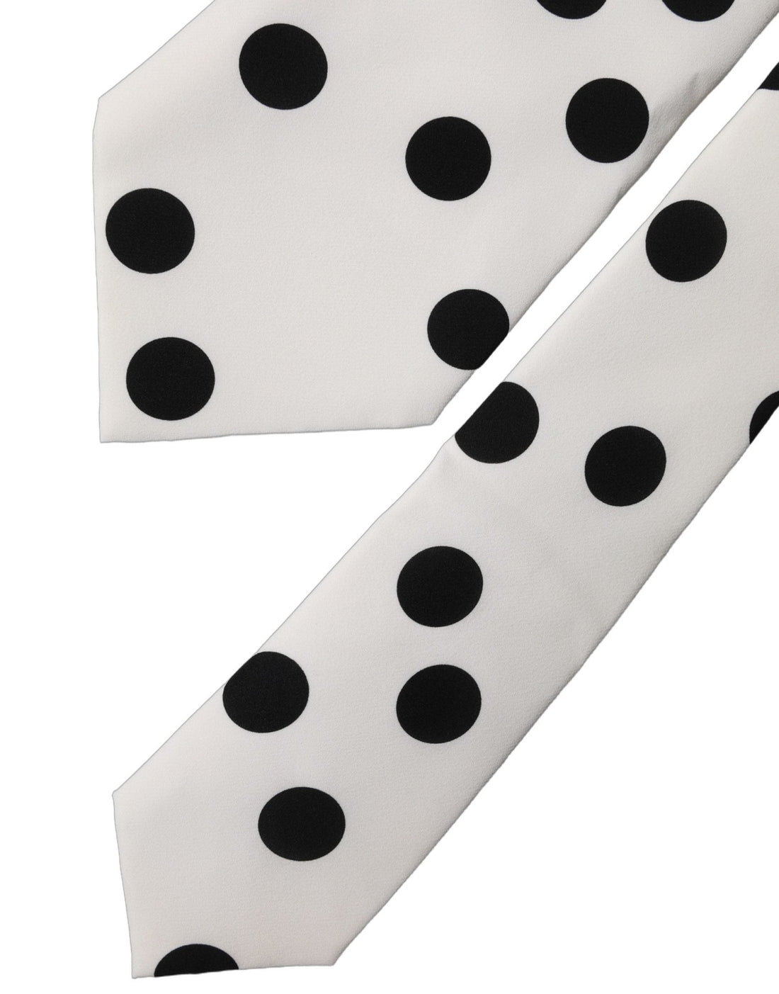 Dolce & Gabbana White Black Polka Dot Silk Adjustable Women Necktie Tie - RIMODA
