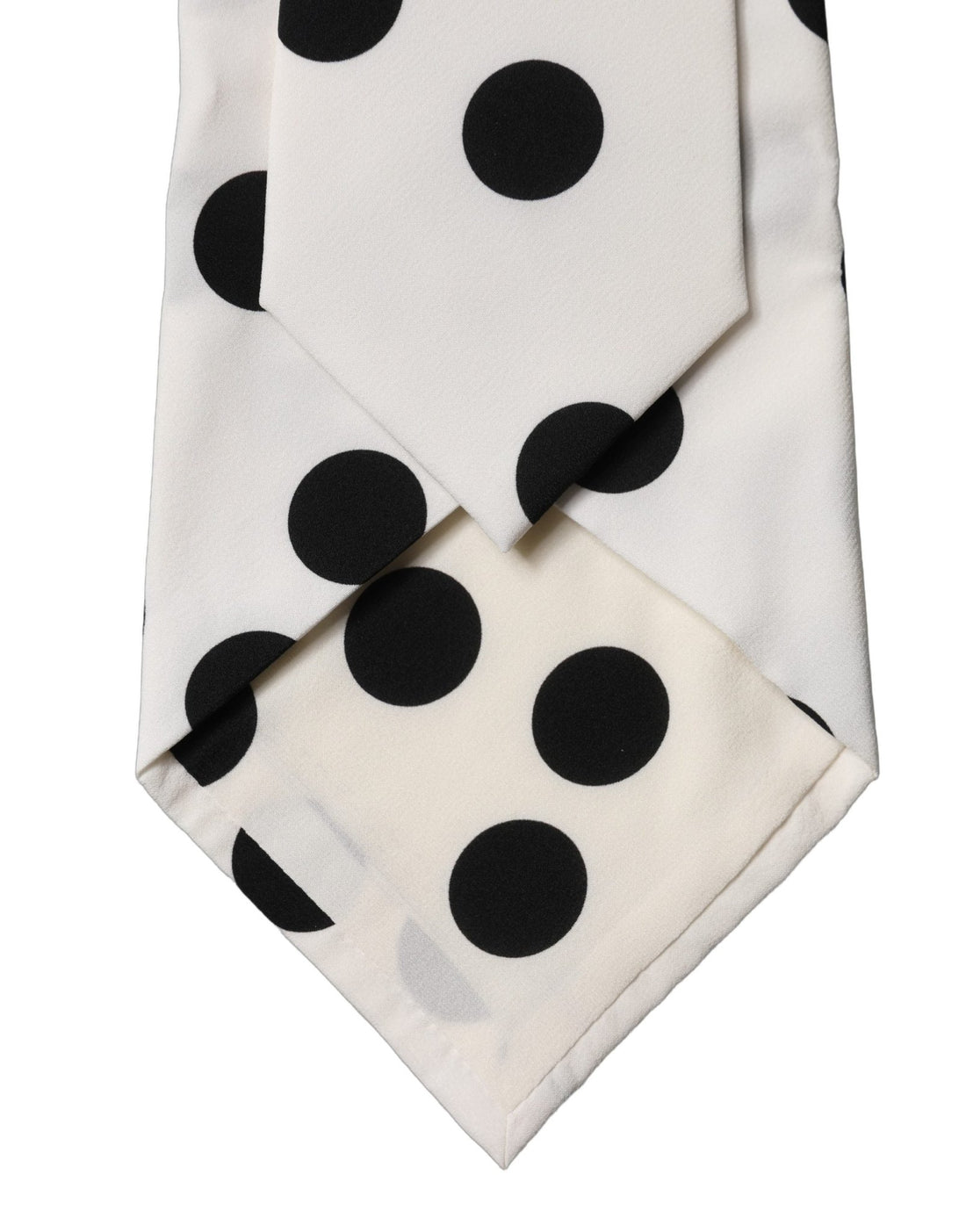 Dolce & Gabbana White Black Polka Dot Silk Adjustable Women Necktie Tie - RIMODA