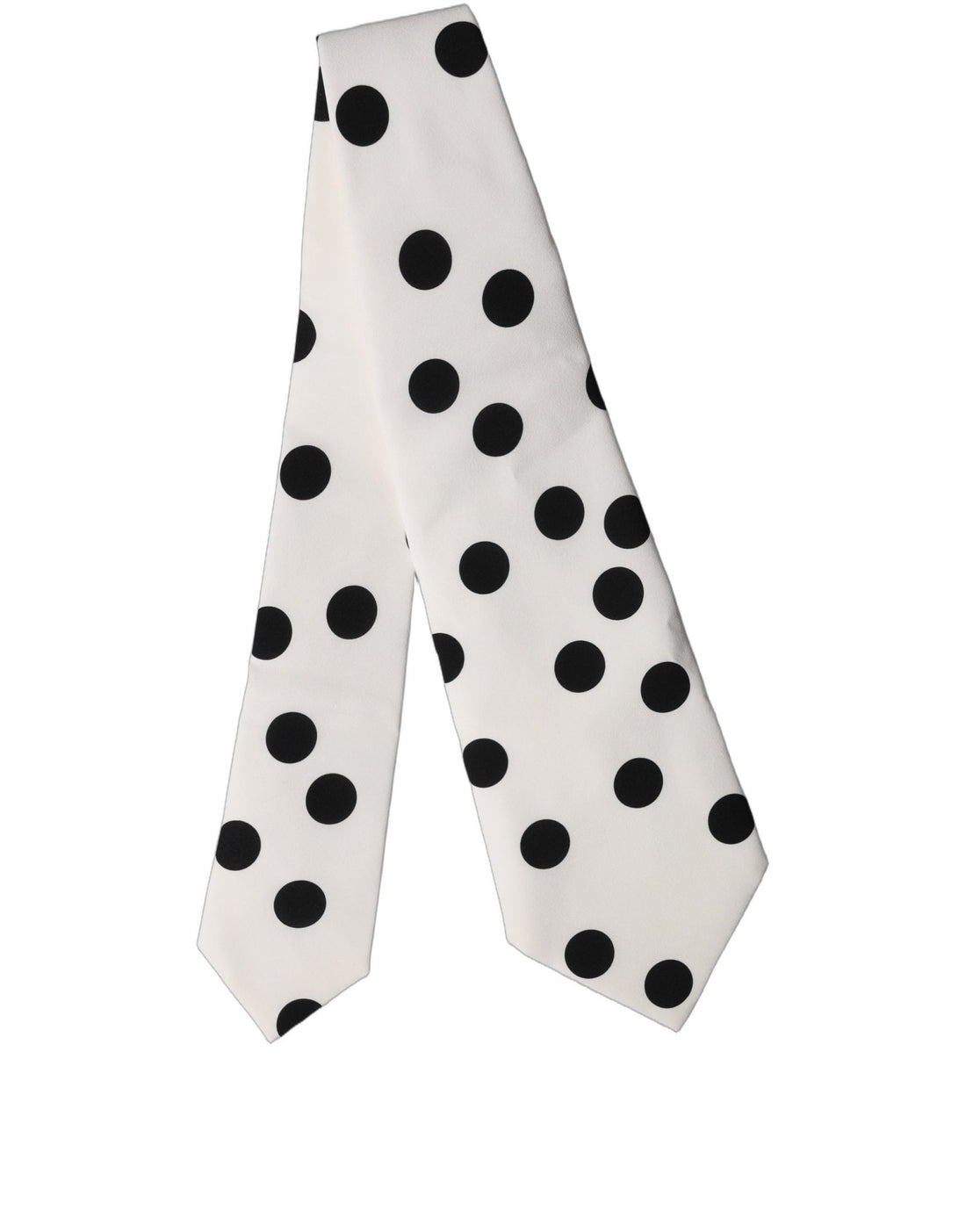 Dolce & Gabbana White Black Polka Dot Silk Adjustable Women Necktie Tie - RIMODA