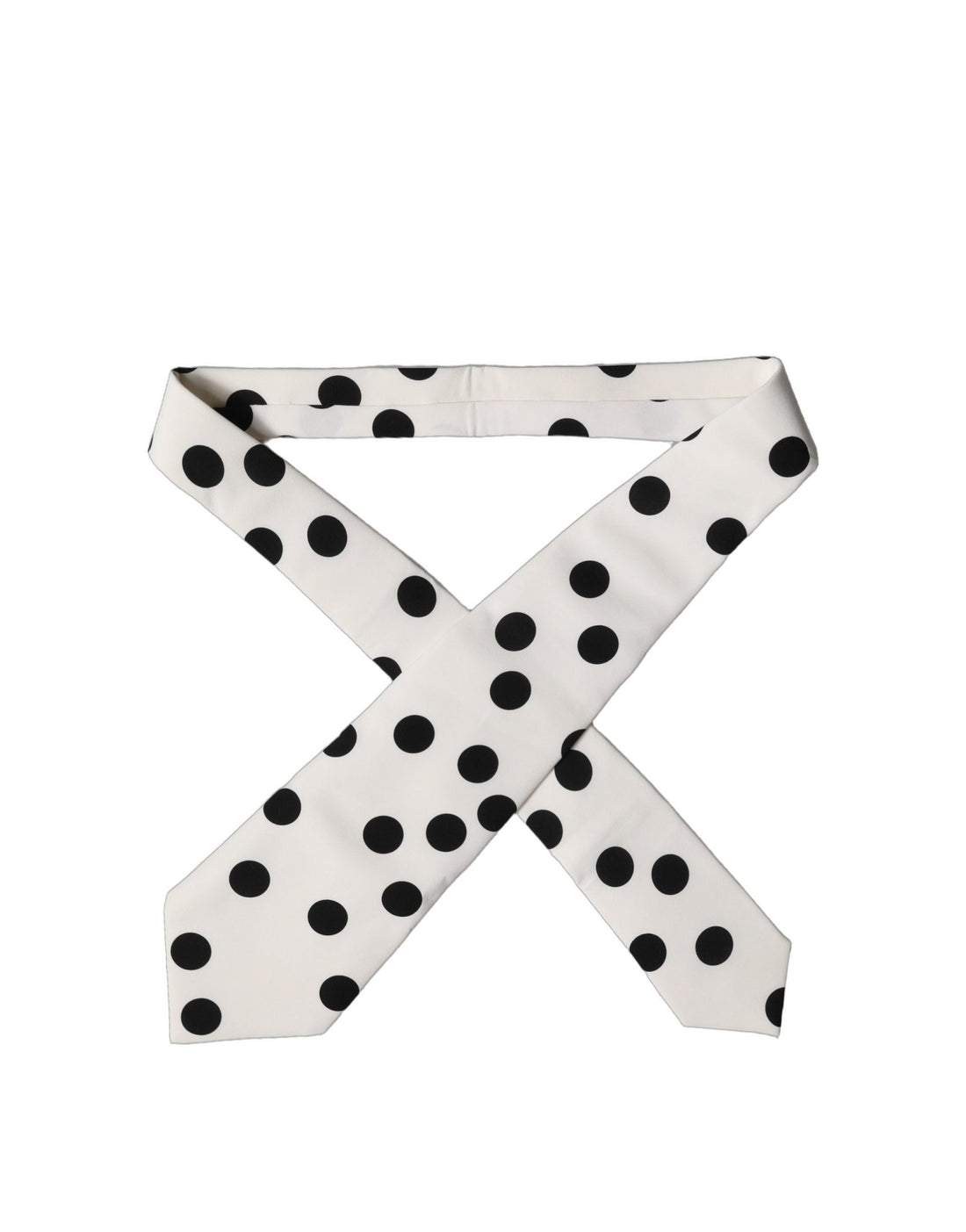 Dolce & Gabbana White Black Polka Dot Silk Adjustable Women Necktie Tie - RIMODA