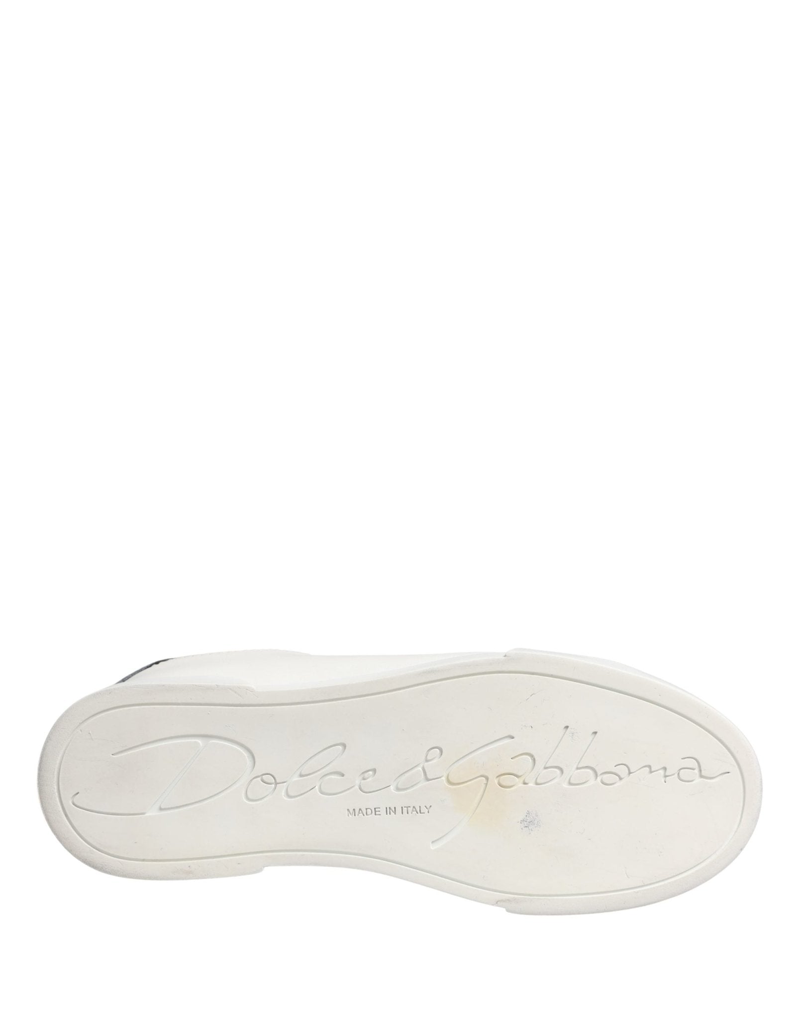Dolce & Gabbana White Black Portofino Leather Sneakers Shoes - RIMODA