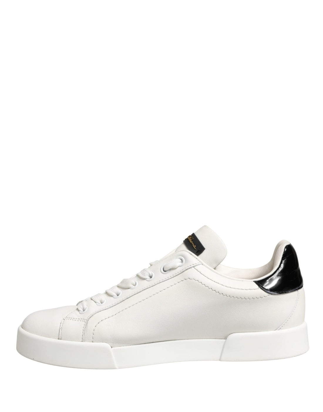 Dolce & Gabbana White Black Portofino Leather Sneakers Shoes - RIMODA