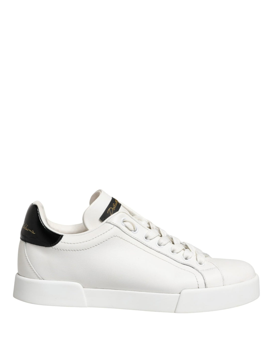 Dolce & Gabbana White Black Portofino Leather Sneakers Shoes - RIMODA