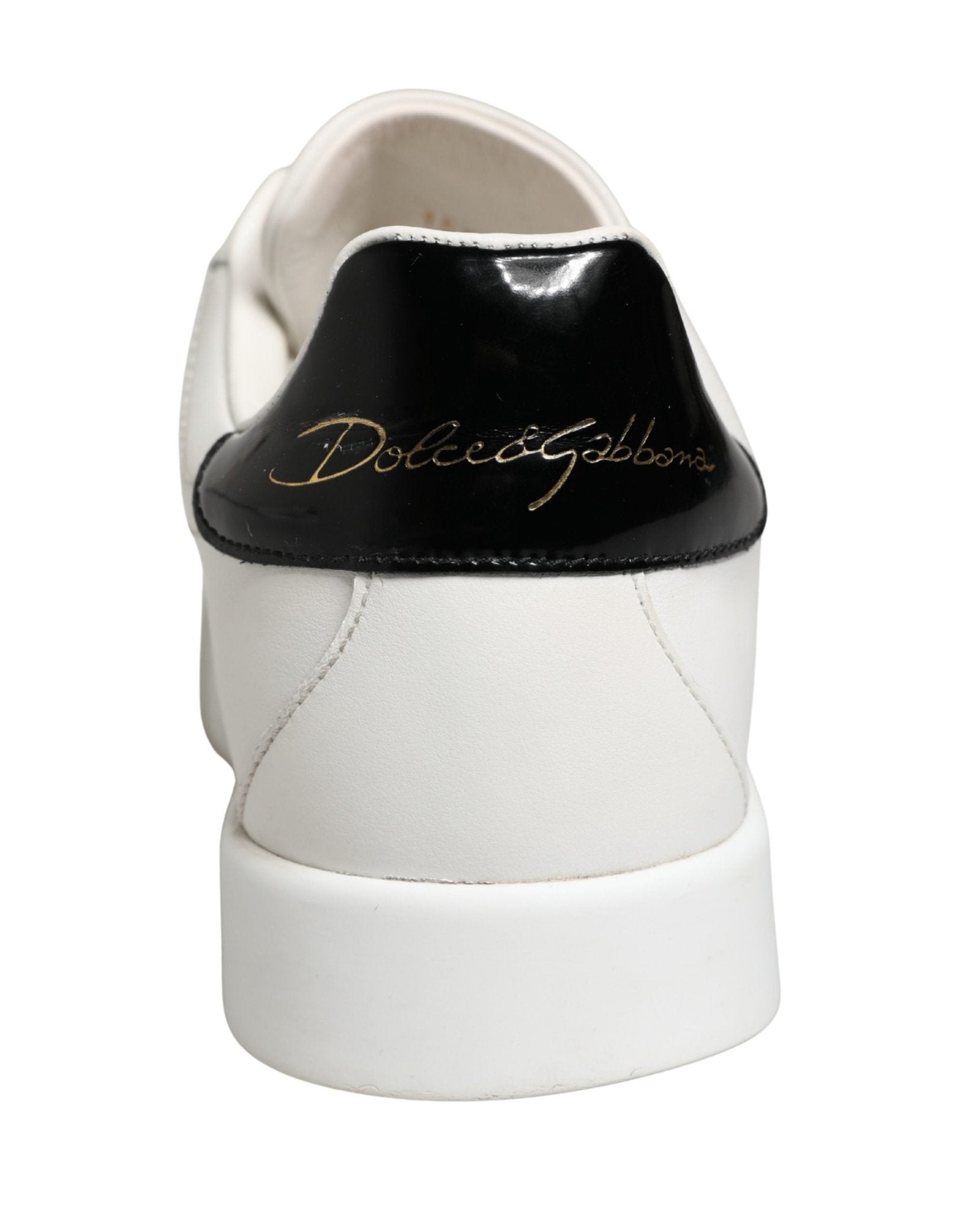 Dolce & Gabbana White Black Portofino Leather Sneakers Shoes - RIMODA