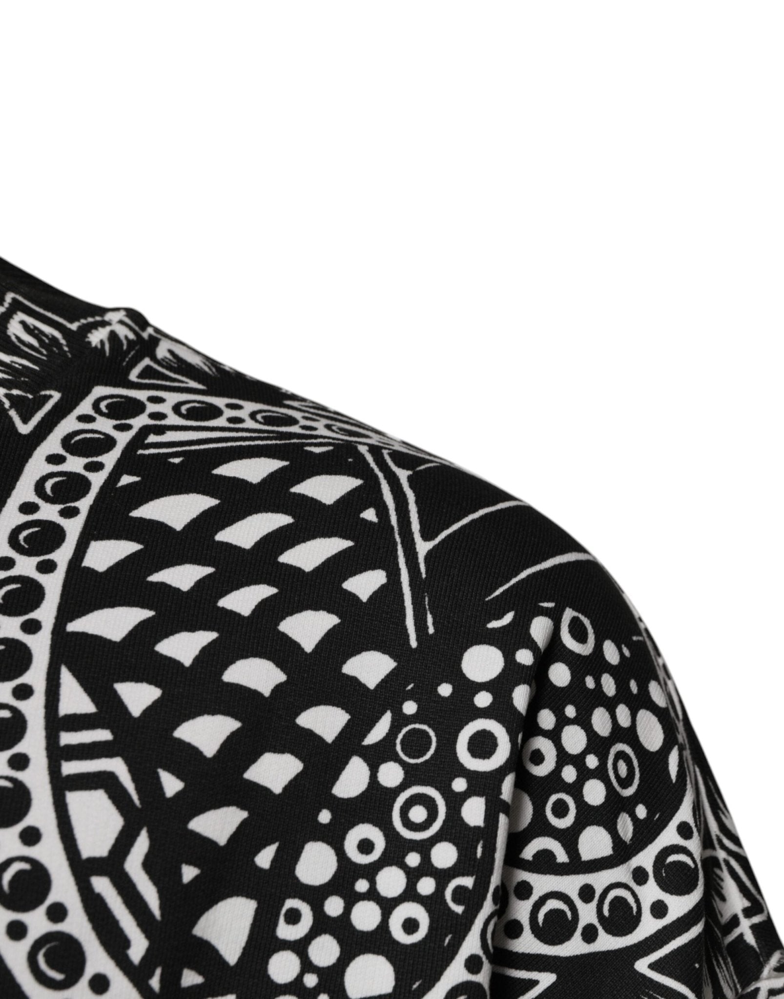Dolce & Gabbana White Black Print Cotton Sweatshirt Sweater - RIMODA