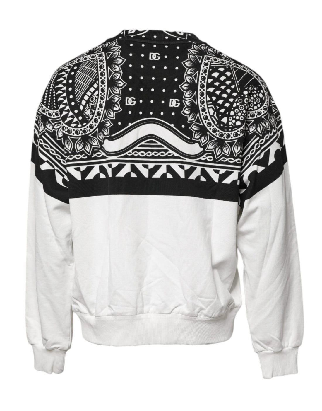 Dolce & Gabbana White Black Print Cotton Sweatshirt Sweater - RIMODA