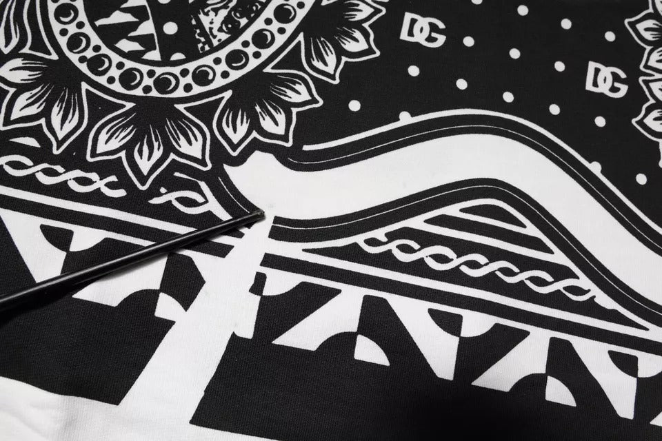 Dolce & Gabbana White Black Printed Cotton Sweatshirt Sweater - RIMODA
