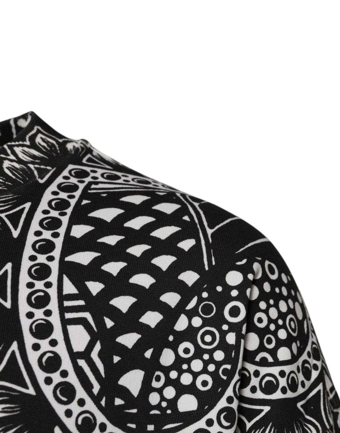 Dolce & Gabbana White Black Printed Cotton Sweatshirt Sweater - RIMODA