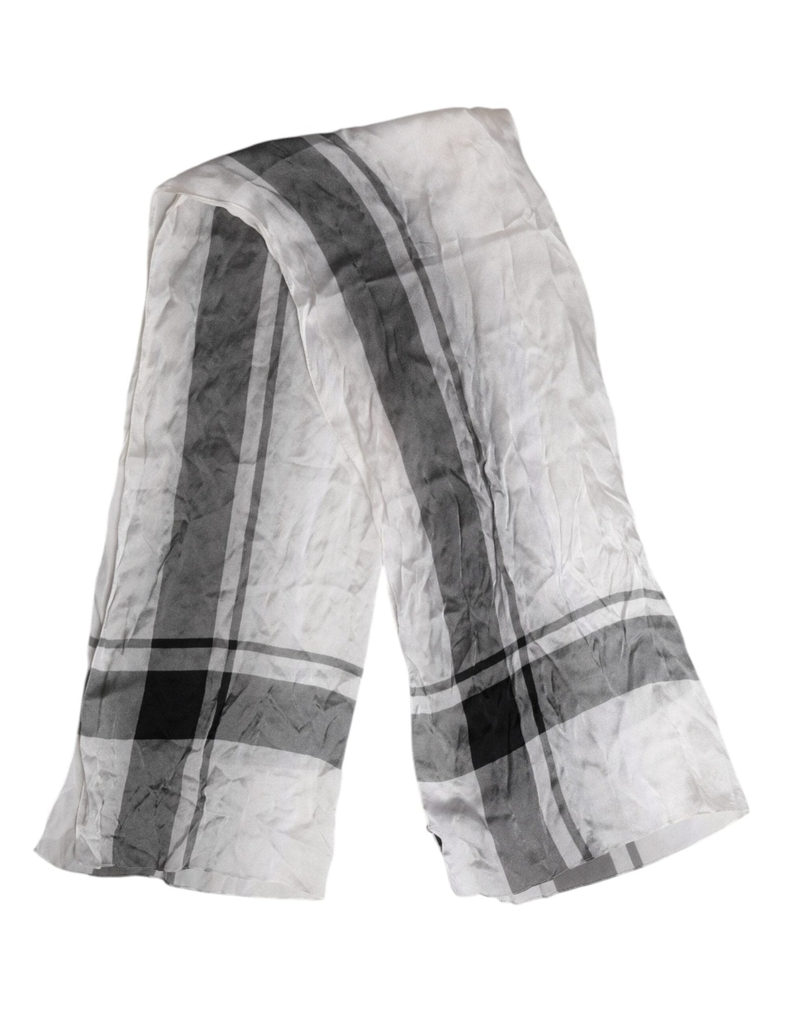 Dolce & Gabbana White Black Silk Warmer Wrap Foulard Scarf - RIMODA