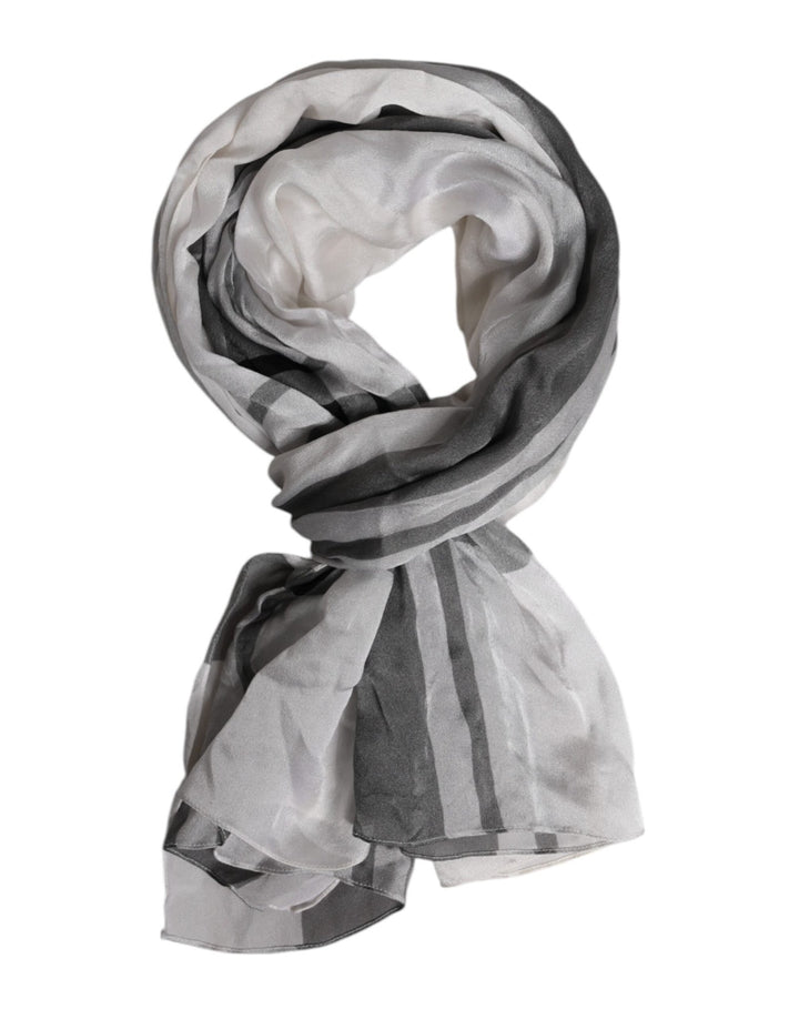 Dolce & Gabbana White Black Silk Warmer Wrap Foulard Scarf - RIMODA
