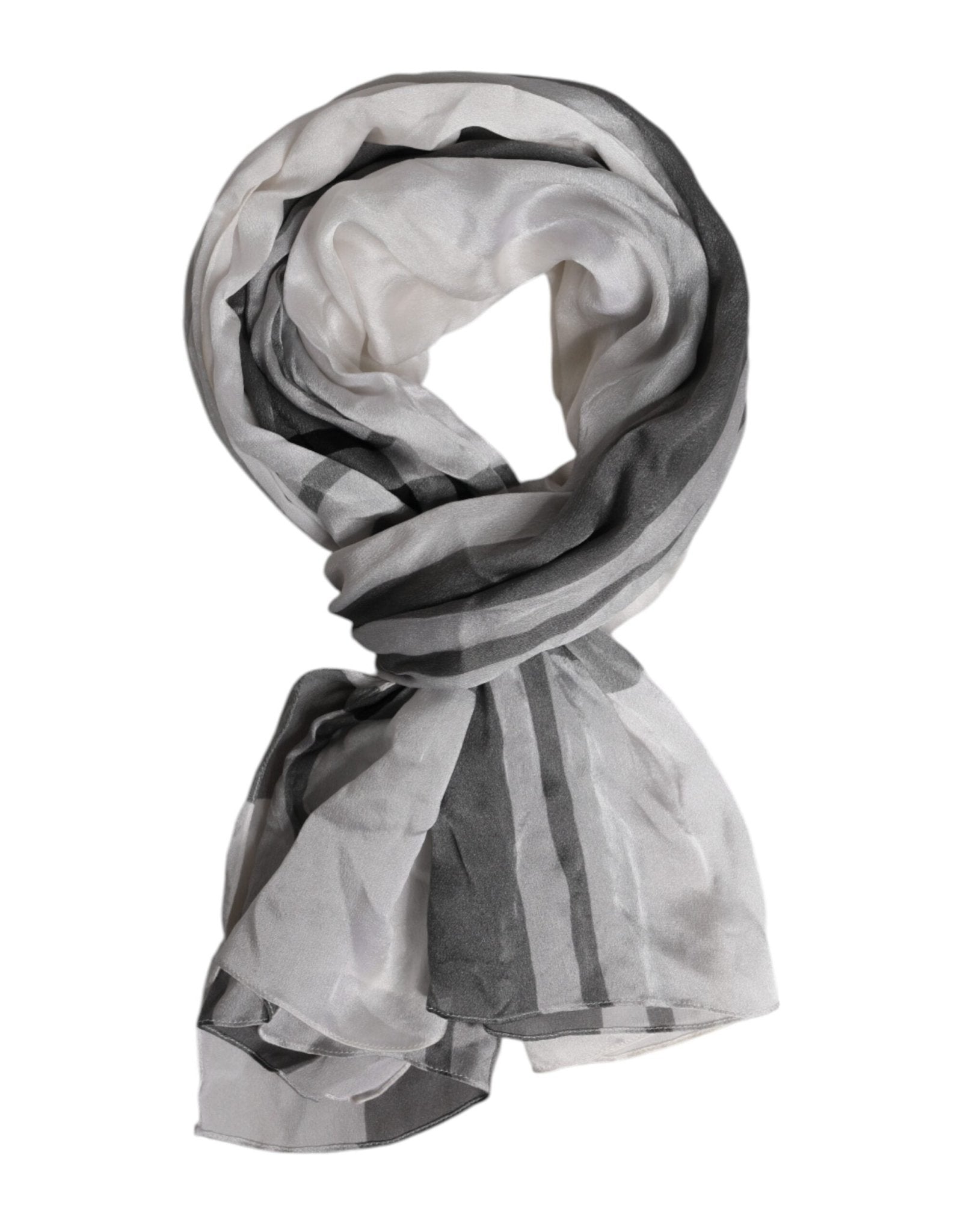 Dolce & Gabbana White Black Silk Warmer Wrap Foulard Scarf - RIMODA