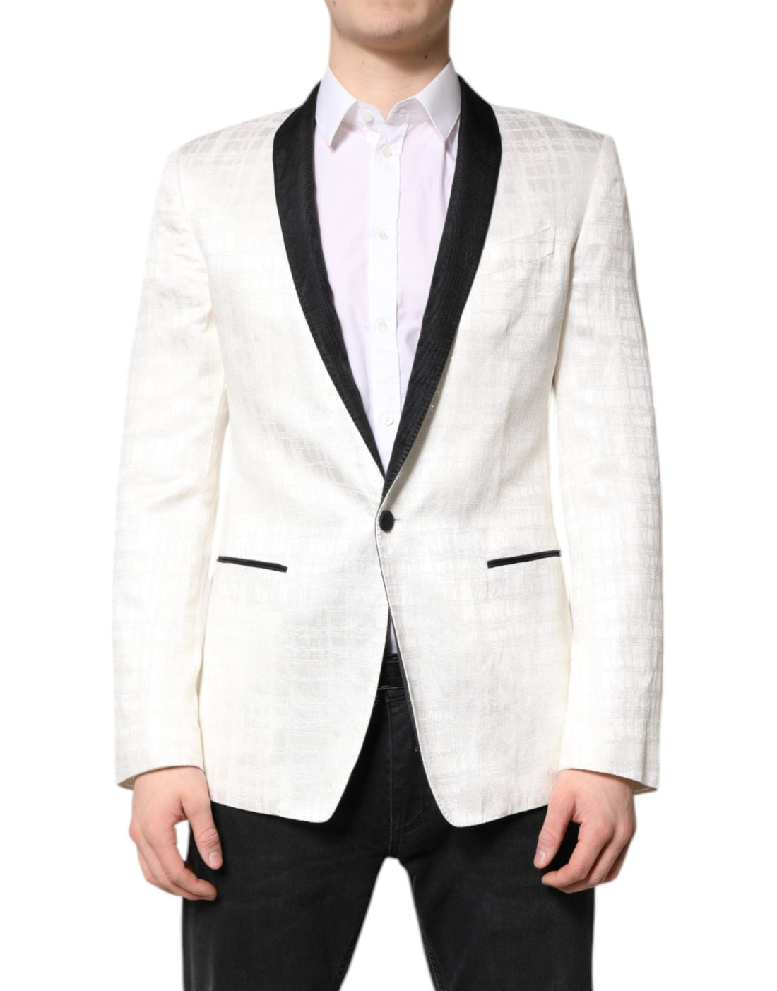 Dolce & Gabbana White Black Single Breasted Coat Blazer Suit - RIMODA