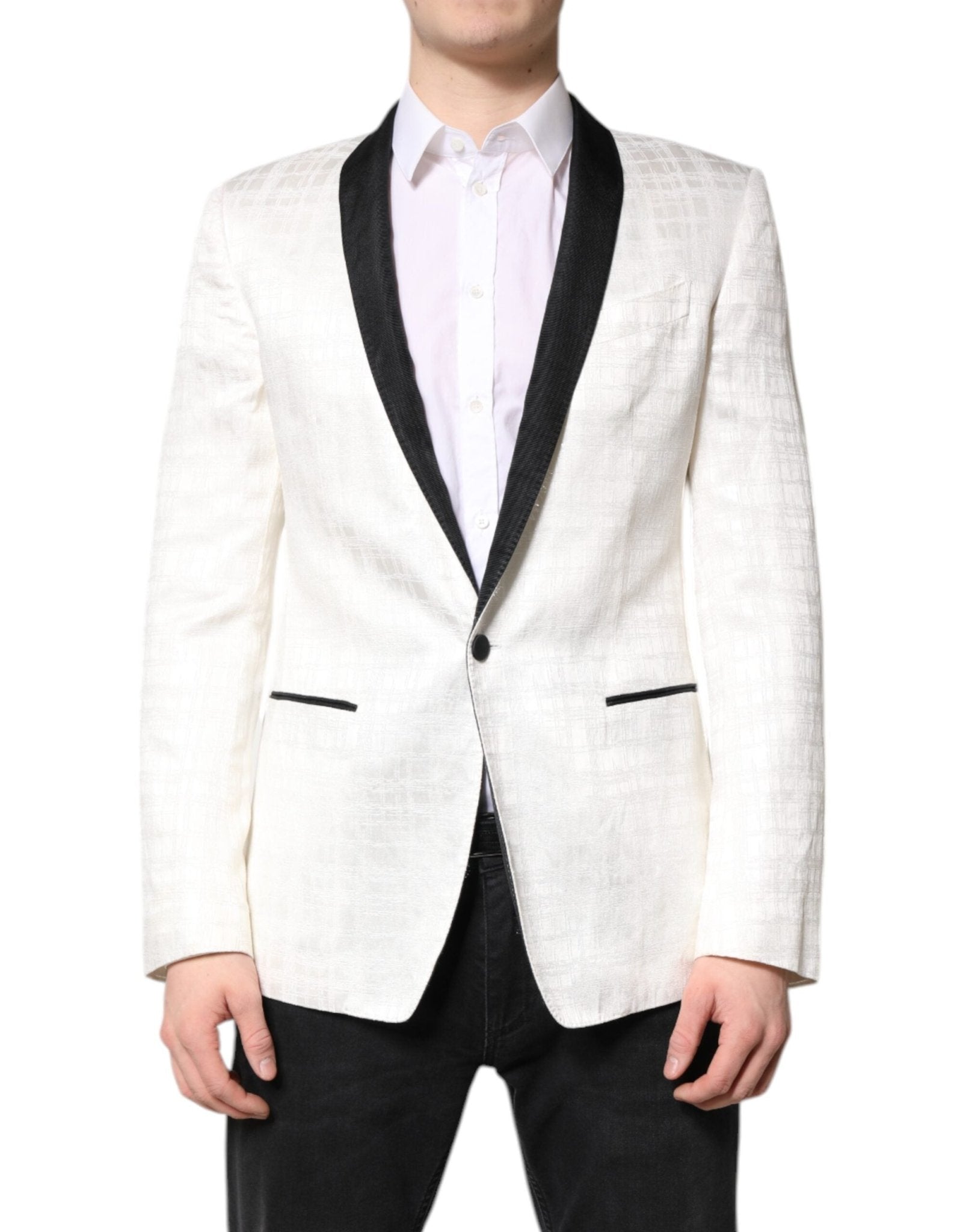 Dolce & Gabbana White Black Single Breasted Coat Blazer Suit - RIMODA