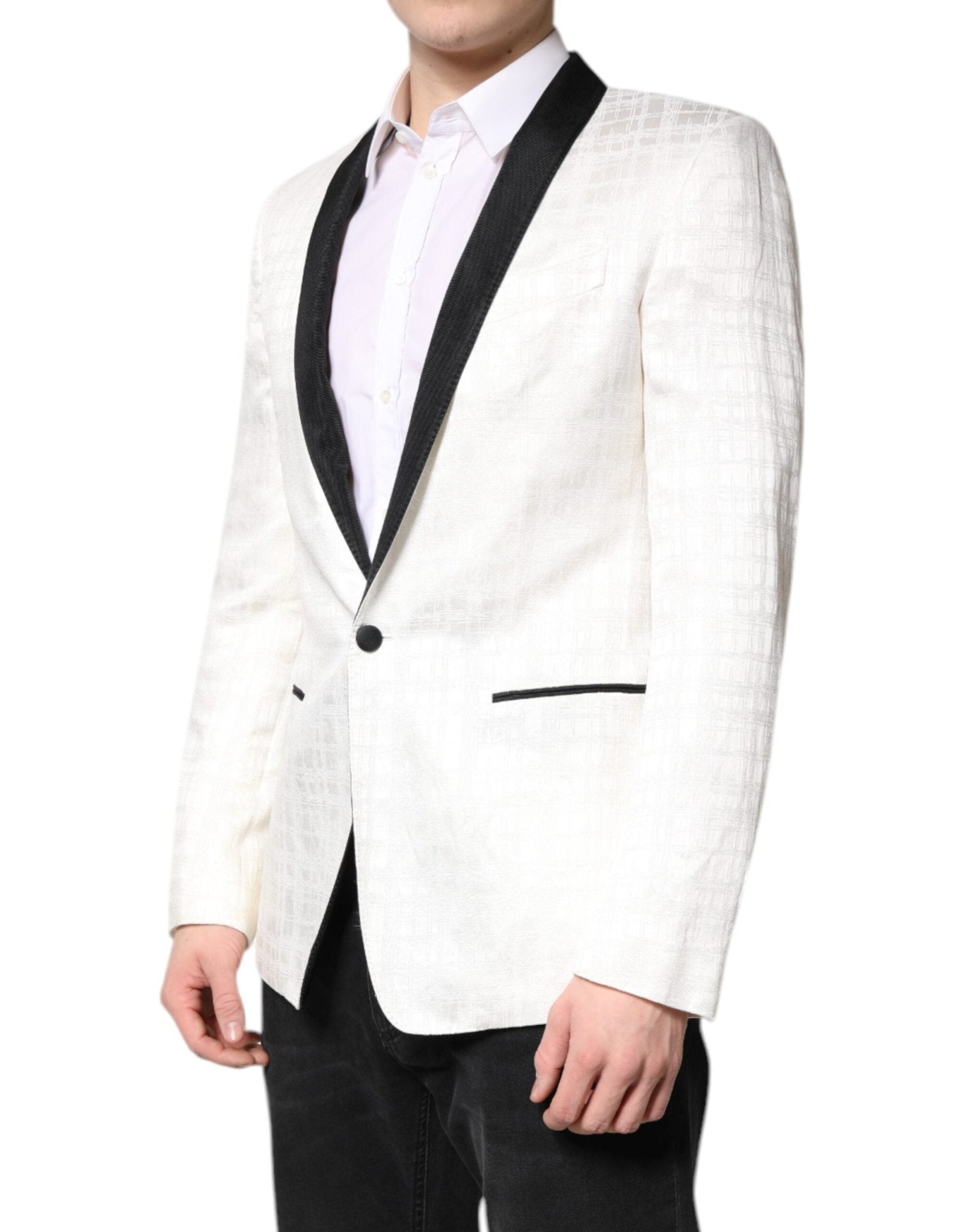 Dolce & Gabbana White Black Single Breasted Coat Blazer Suit - RIMODA
