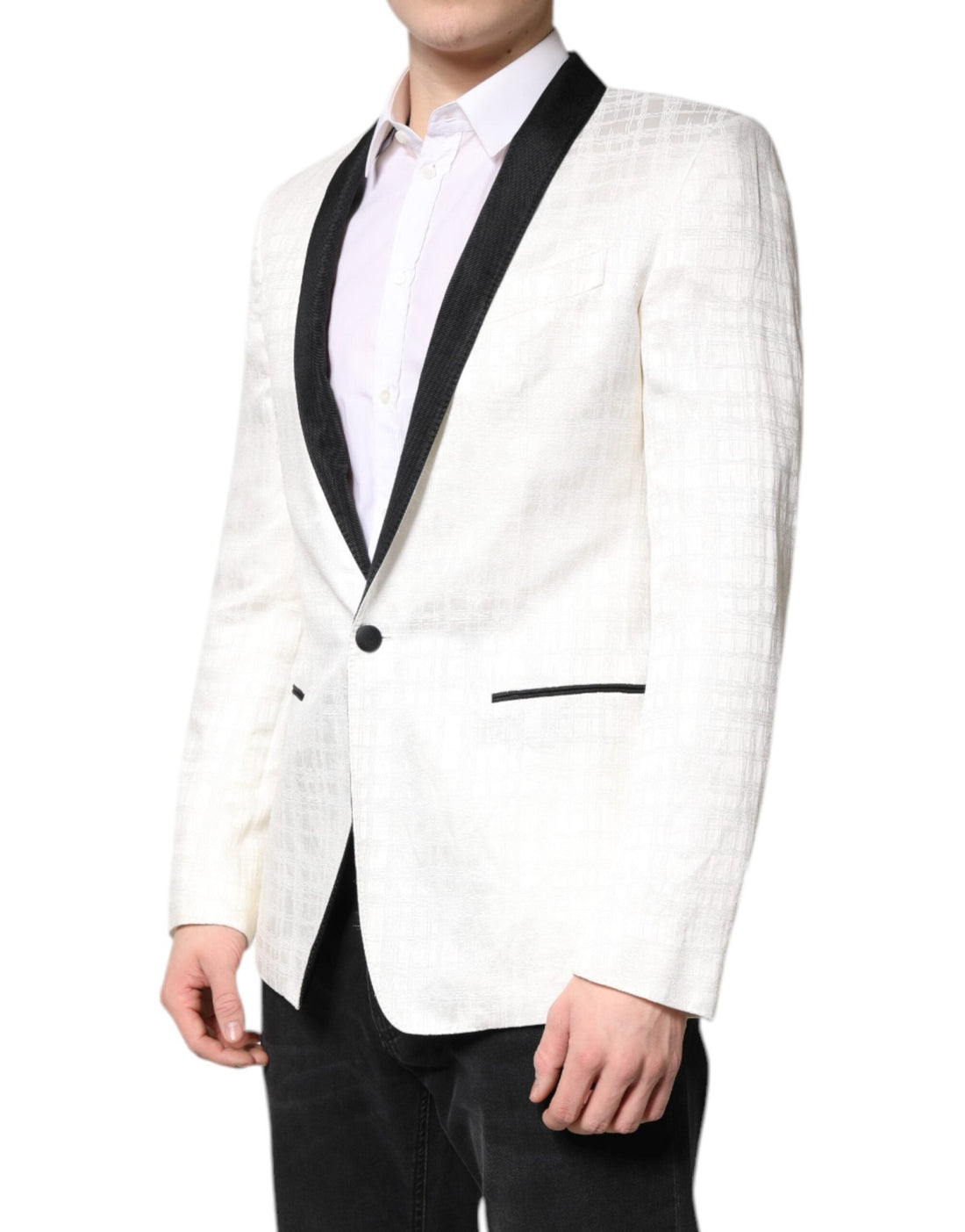Dolce & Gabbana White Black Single Breasted Coat Blazer Suit - RIMODA