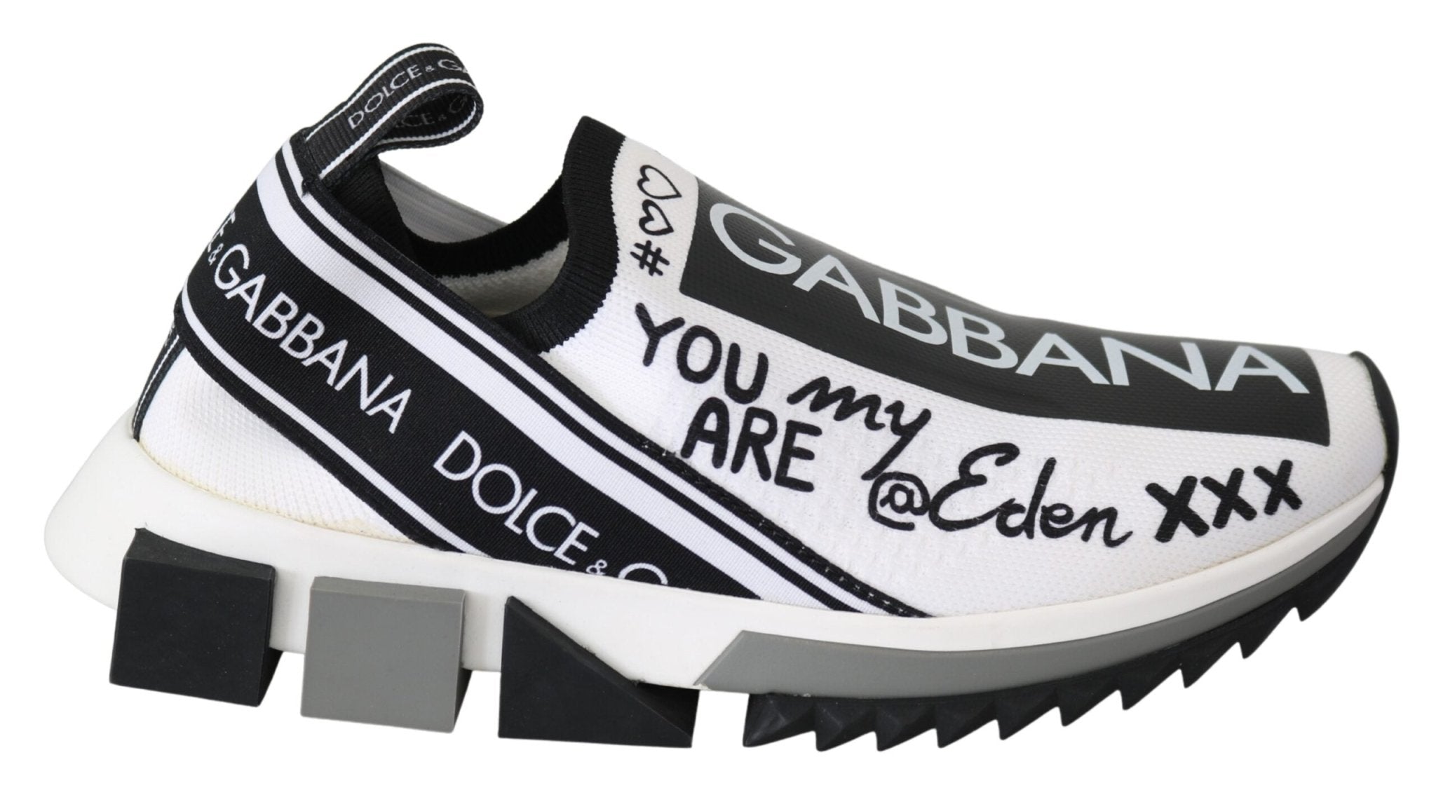 Dolce & Gabbana White Black Slip On Sorrento Sneakers - RIMODA