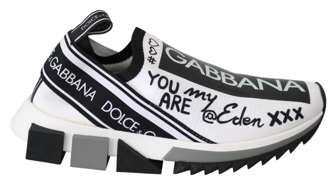 Dolce & Gabbana White Black Slip On Sorrento Sneakers - RIMODA