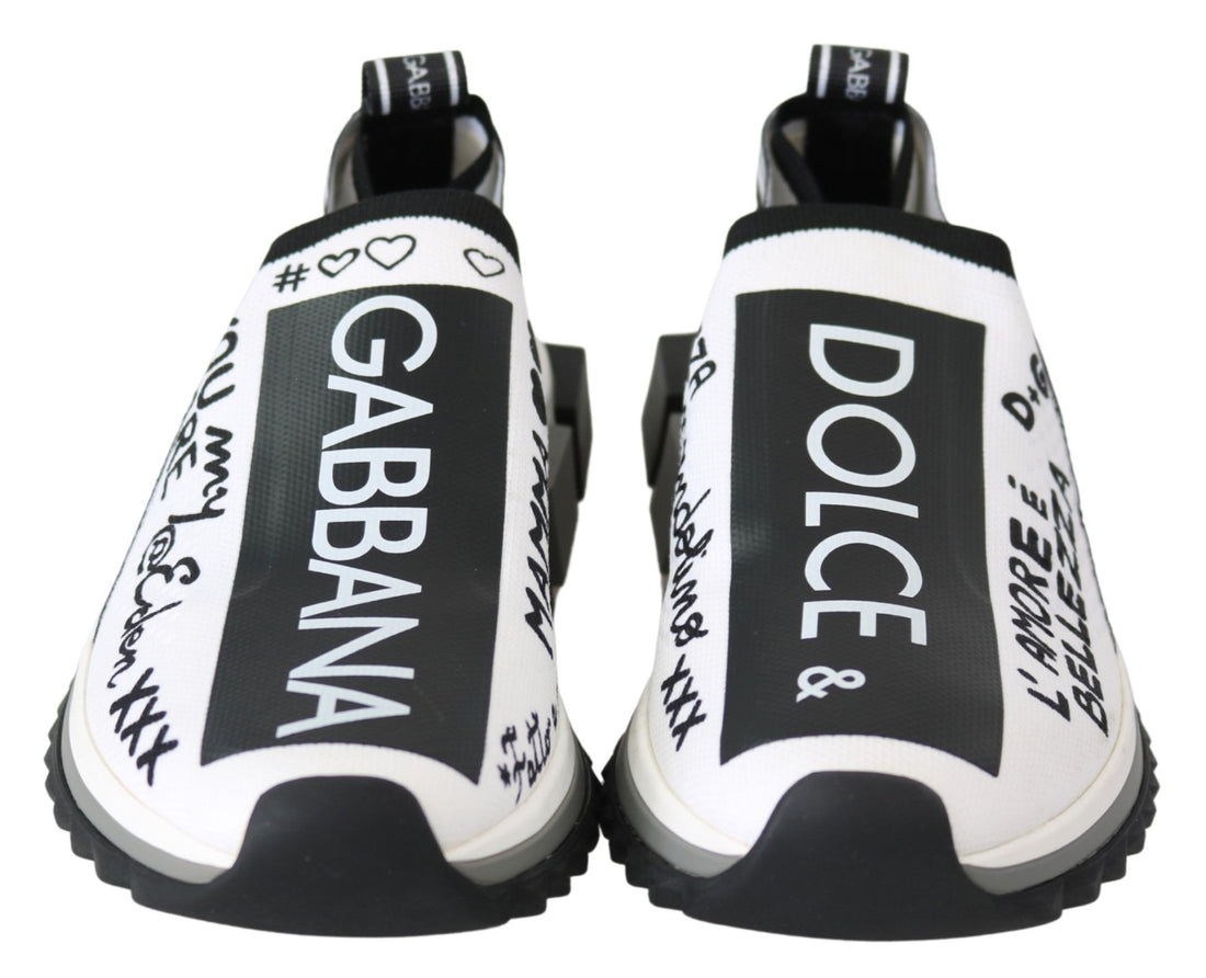 Dolce & Gabbana White Black Slip On Sorrento Sneakers - RIMODA