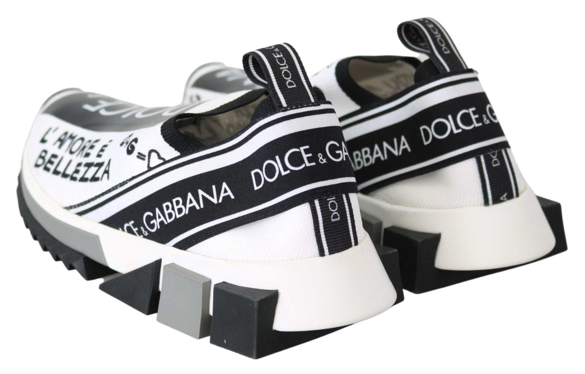 Dolce & Gabbana White Black Slip On Sorrento Sneakers - RIMODA