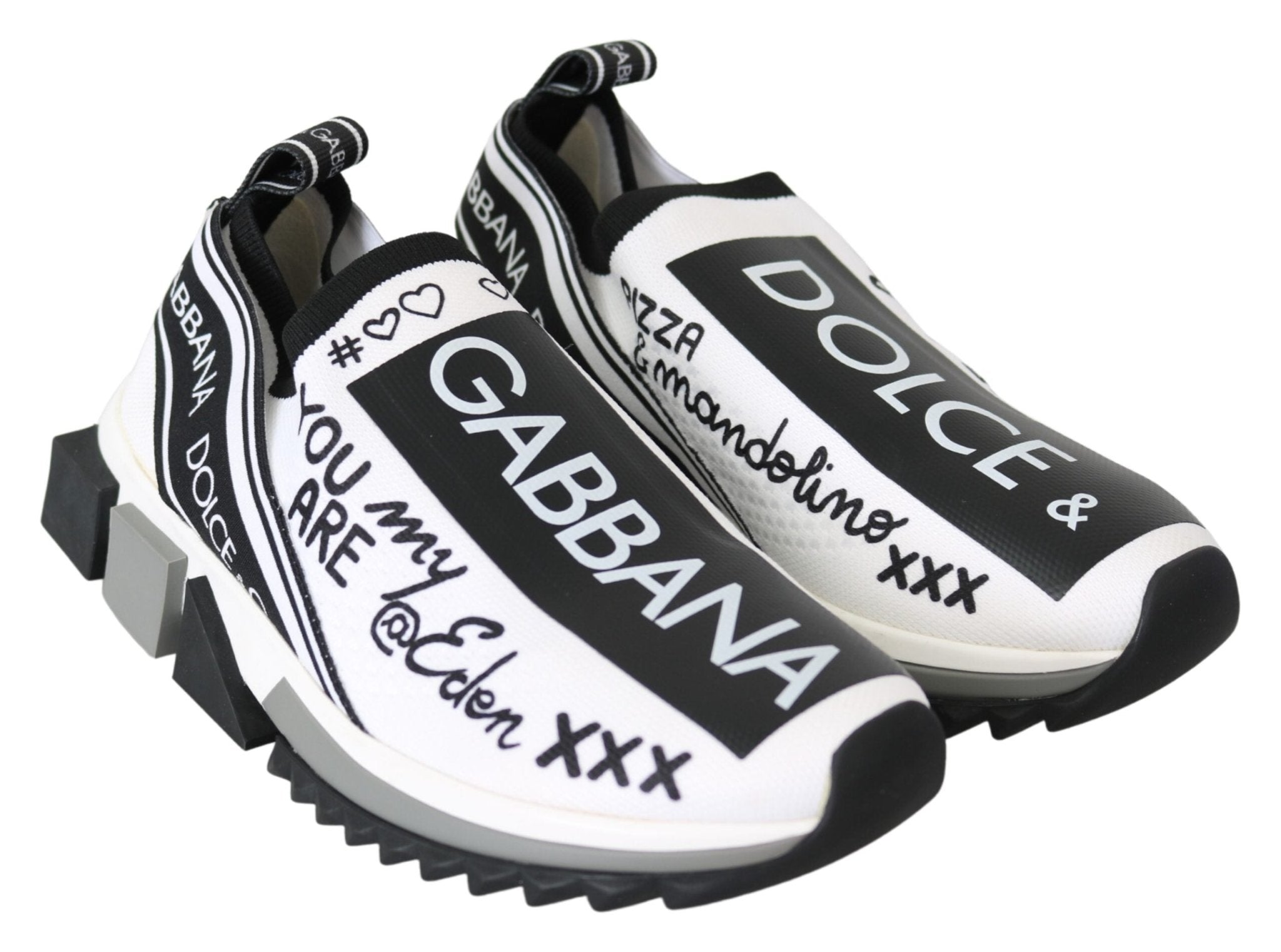 Dolce & Gabbana White Black Slip On Sorrento Sneakers - RIMODA