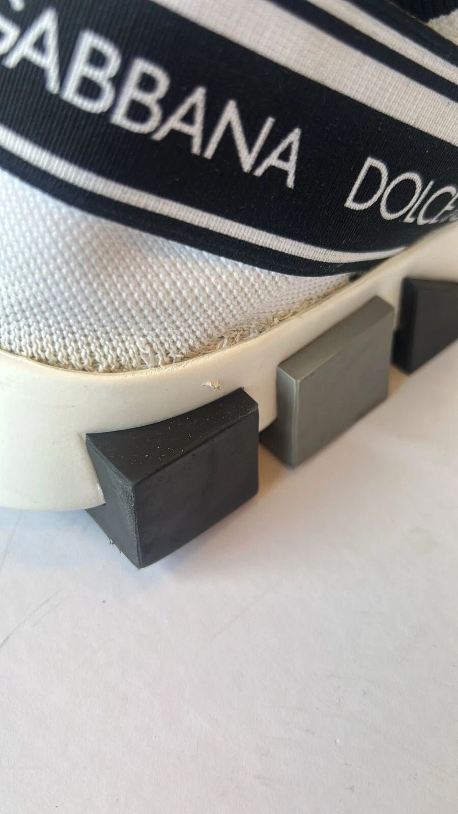 Dolce & Gabbana White Black Slip On Sorrento Sneakers Shoes - RIMODA