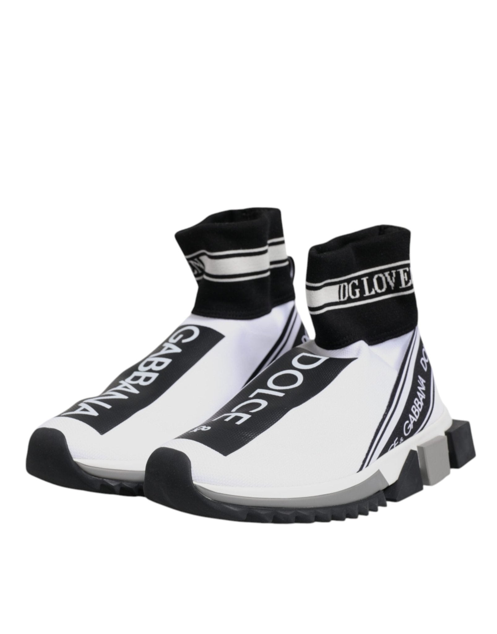 Dolce & Gabbana White Black Sorrento Socks Sneakers Shoes - RIMODA