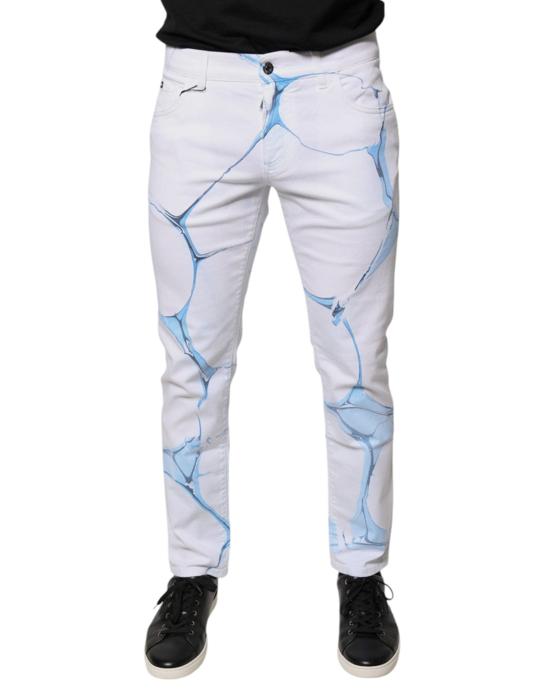 Dolce & Gabbana White Blue Cotton Stretch Skinny Denim Jeans - RIMODA
