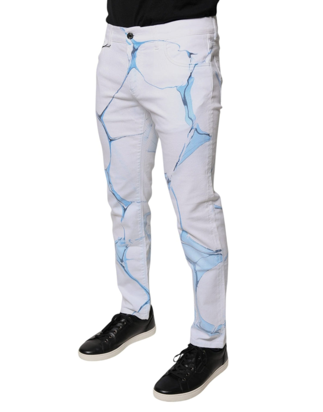 Dolce & Gabbana White Blue Cotton Stretch Skinny Denim Jeans - RIMODA