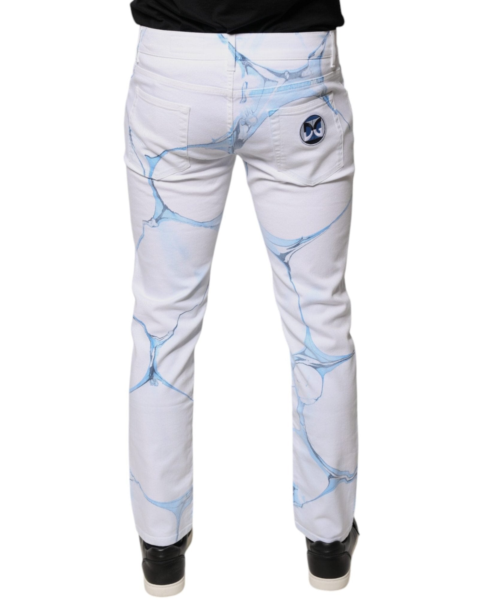 Dolce & Gabbana White Blue Cotton Stretch Skinny Denim Jeans - RIMODA