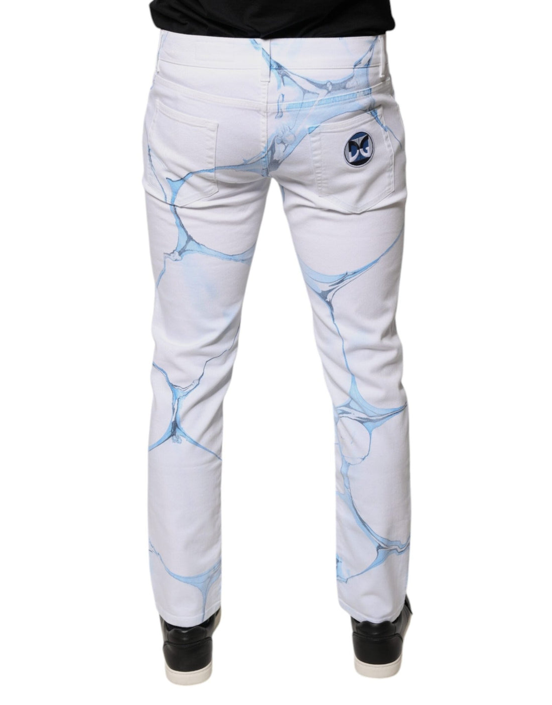 Dolce & Gabbana White Blue Cotton Stretch Skinny Denim Jeans - RIMODA