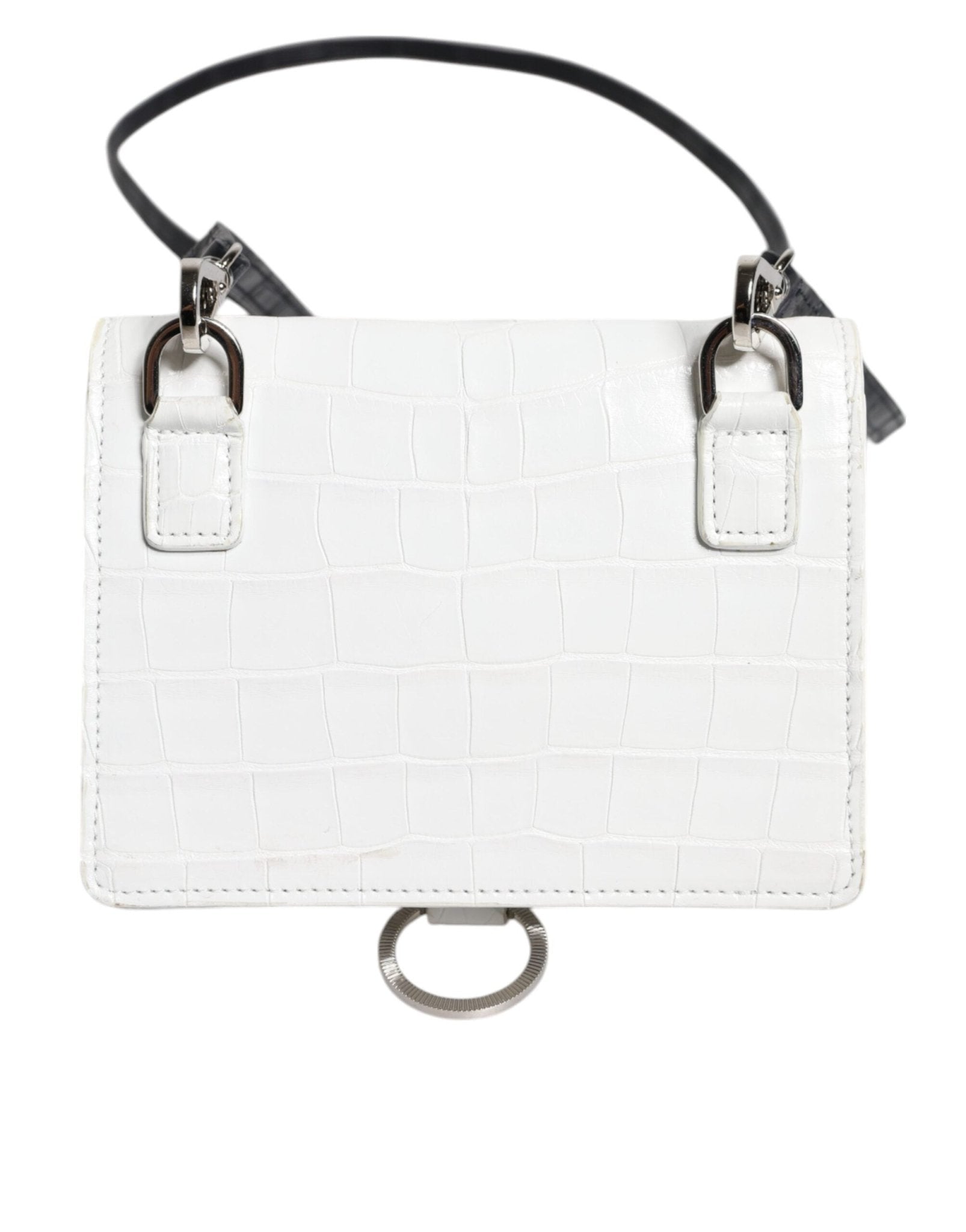 Dolce & Gabbana White Blue Leather Bifold Crossbody Sling Wallet - RIMODA