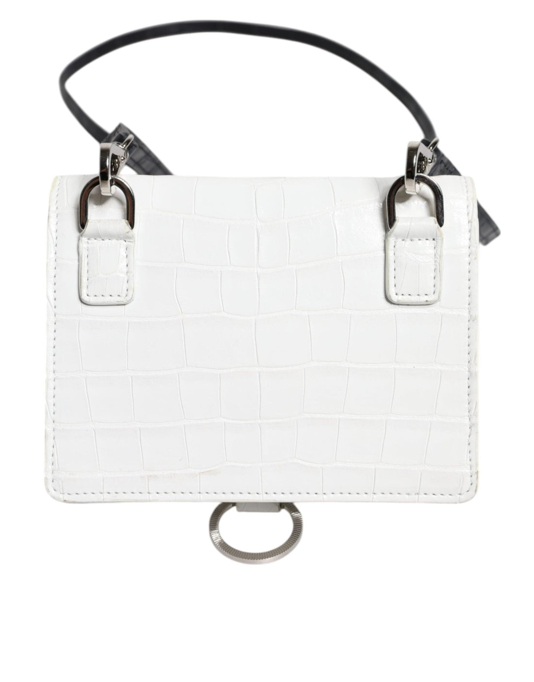 Dolce & Gabbana White Blue Leather Bifold Crossbody Sling Wallet - RIMODA