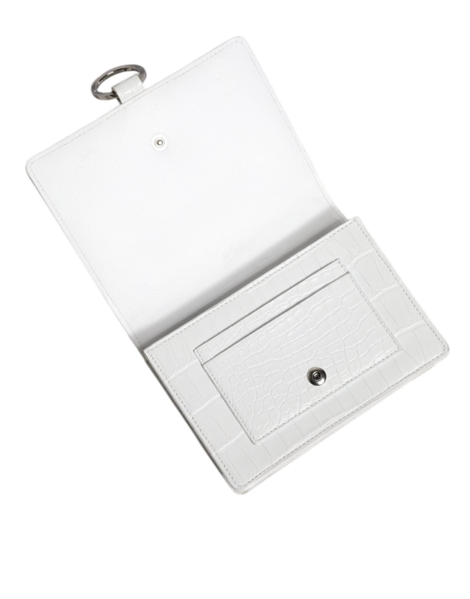 Dolce & Gabbana White Blue Leather Bifold Crossbody Sling Wallet - RIMODA