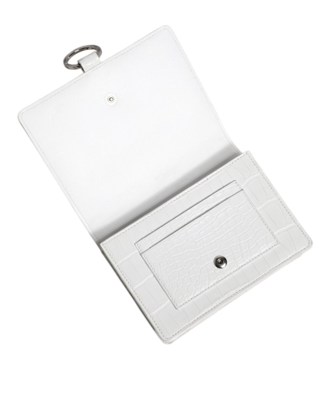 Dolce & Gabbana White Blue Leather Bifold Crossbody Sling Wallet - RIMODA