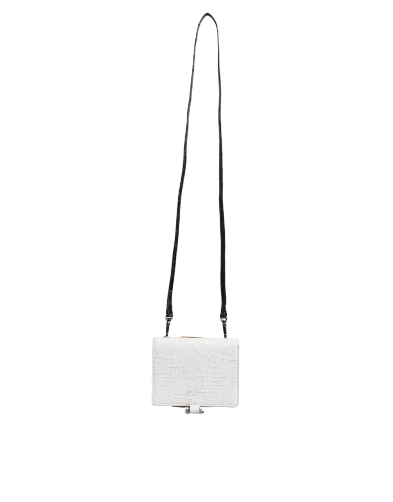 Dolce & Gabbana White Blue Leather Bifold Crossbody Sling Wallet - RIMODA
