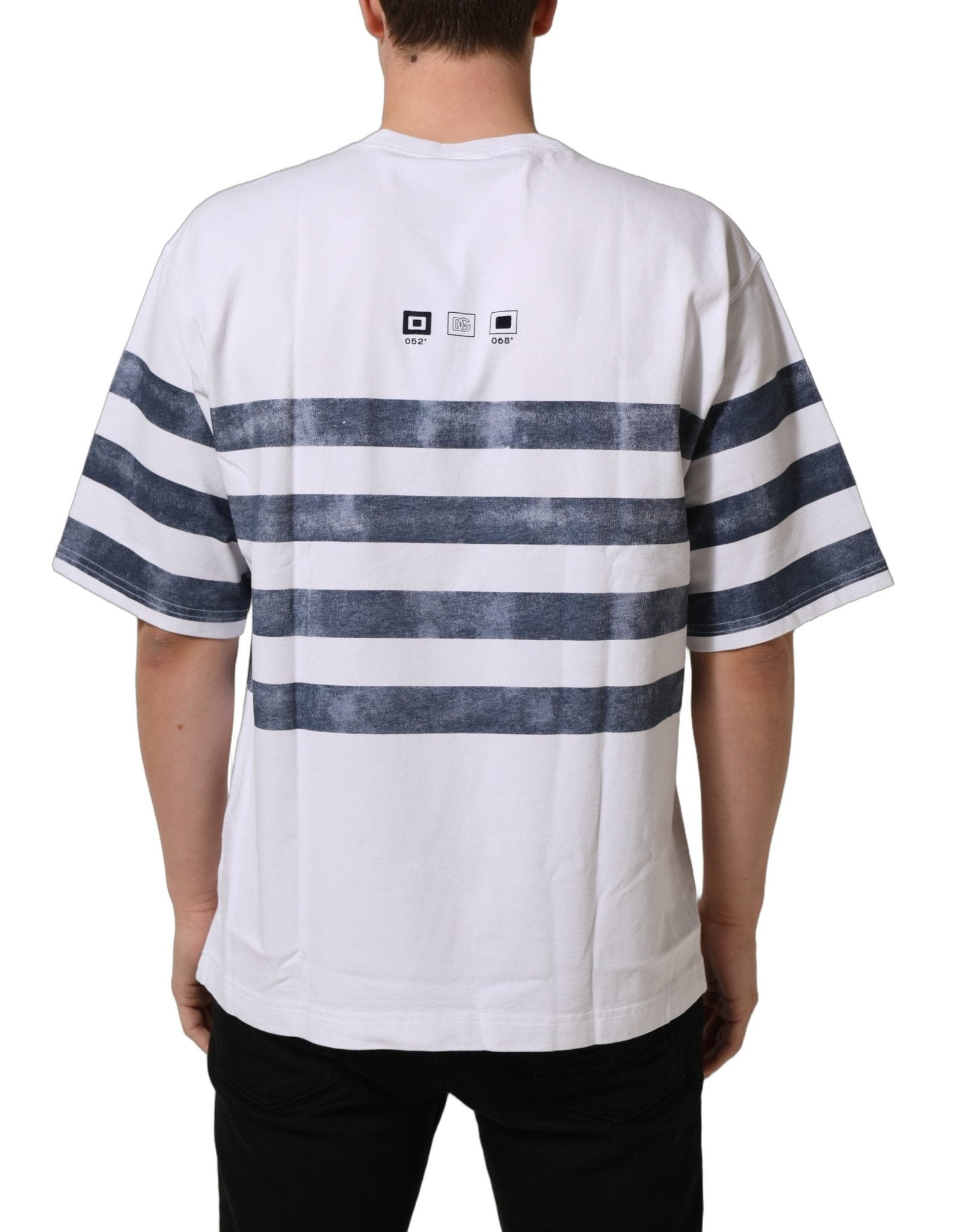 Dolce & Gabbana White Blue Stripe Cotton Short Sleeve T-shirt - RIMODA