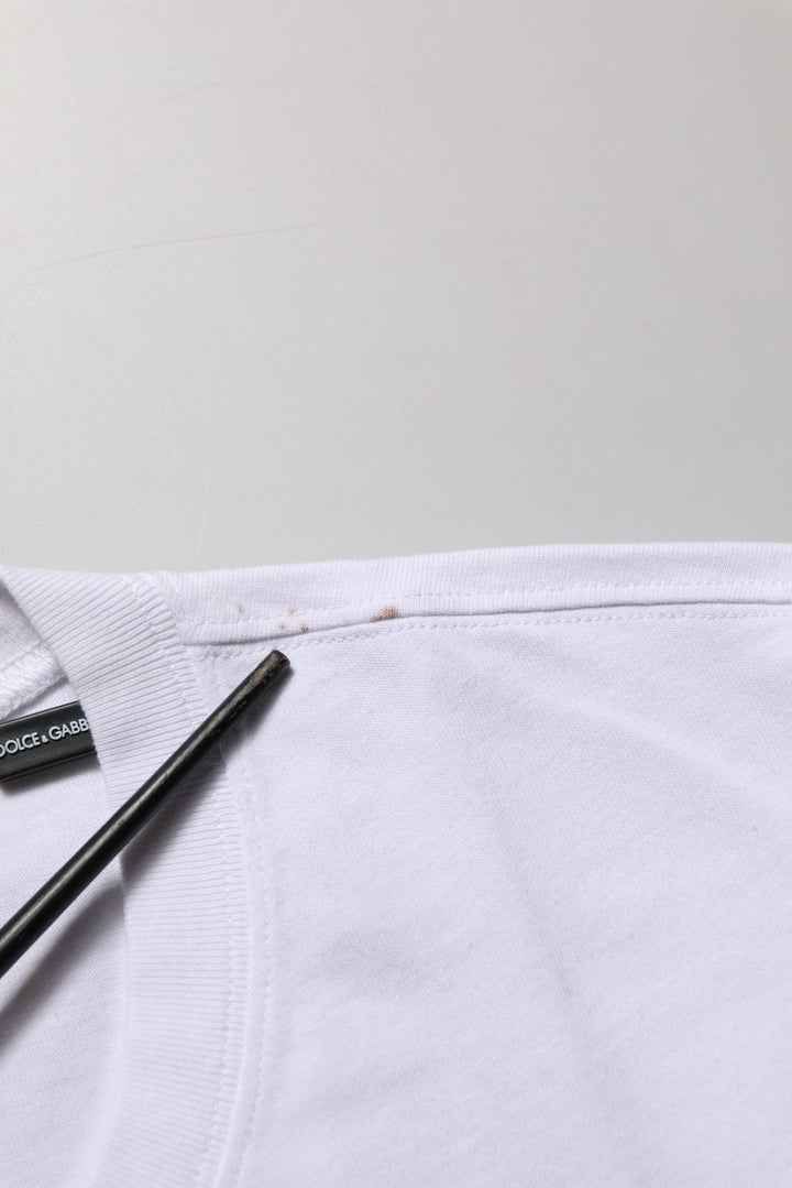 Dolce & Gabbana White Blue Stripe Cotton Short Sleeve T-shirt - RIMODA
