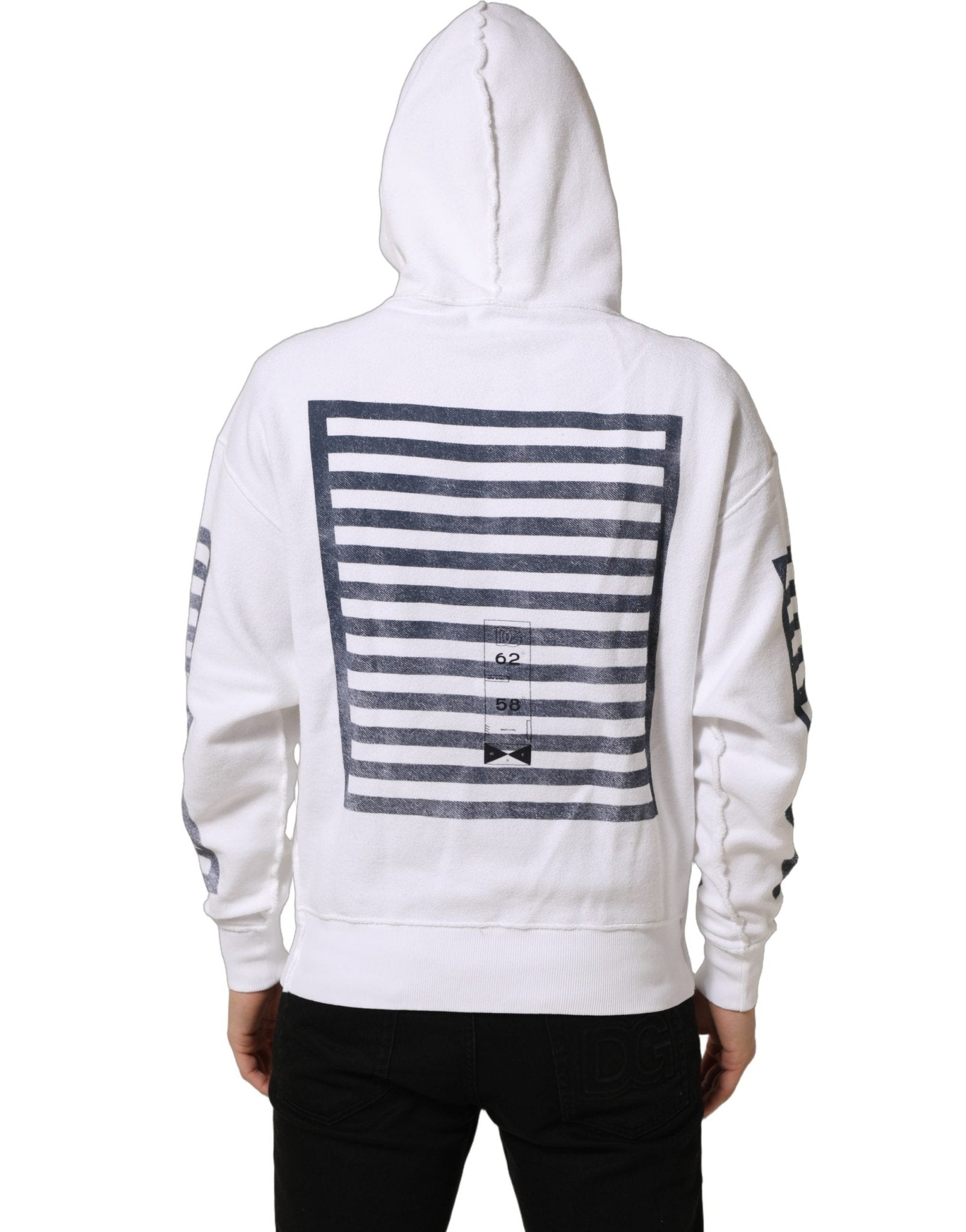 Dolce & Gabbana White Blue Stripe Hooded Sweatshirt Sweater - RIMODA