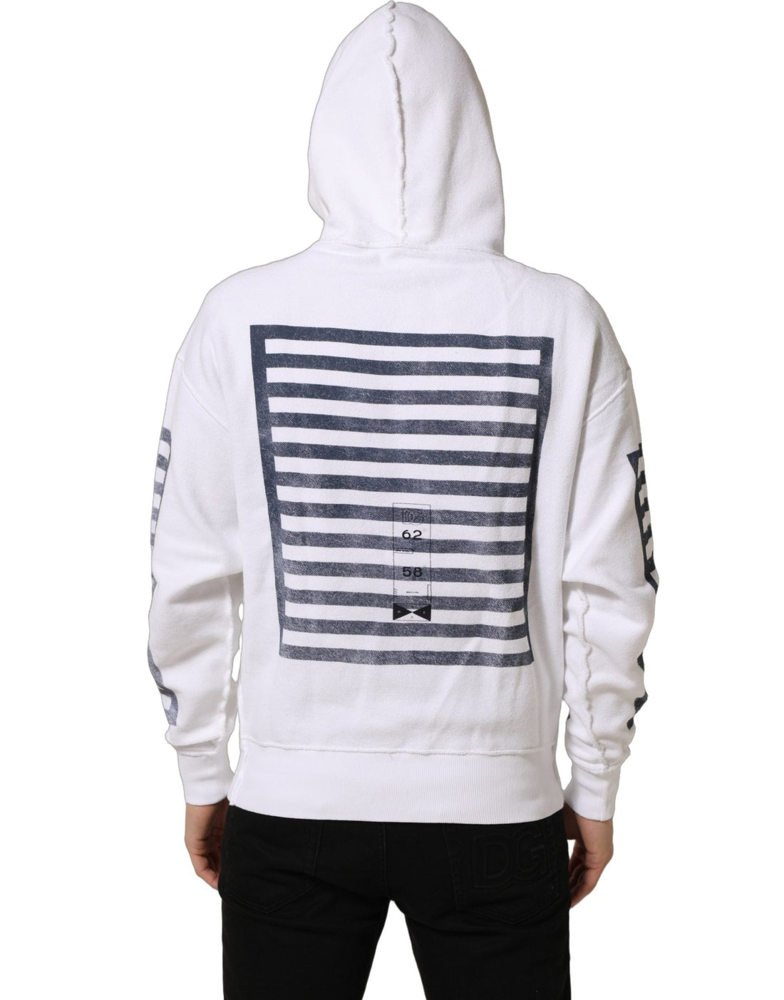 Dolce & Gabbana White Blue Stripe Hooded Sweatshirt Sweater - RIMODA