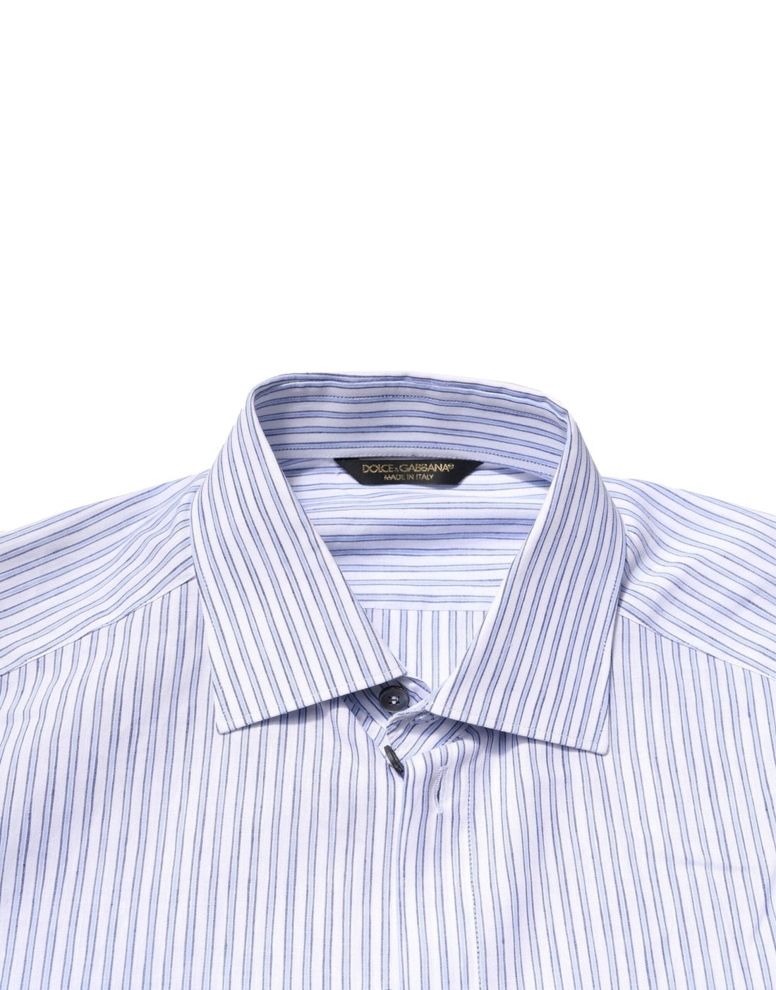 Dolce & Gabbana White Blue Striped Cotton Dress Formal Shirt - RIMODA