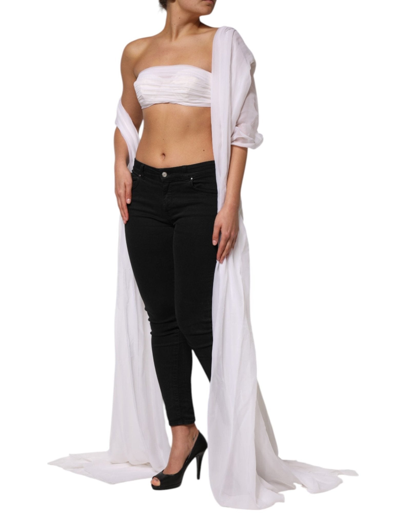 Dolce & Gabbana White Bustier Corset Cropped Chiffon Top - RIMODA
