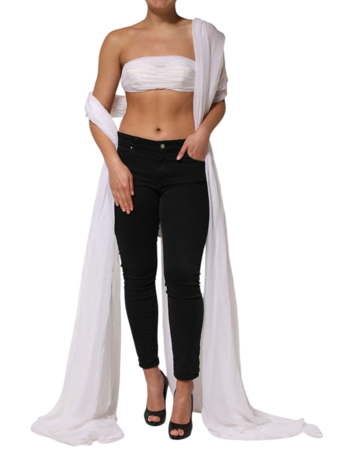 Dolce & Gabbana White Bustier Corset Cropped Chiffon Top - RIMODA