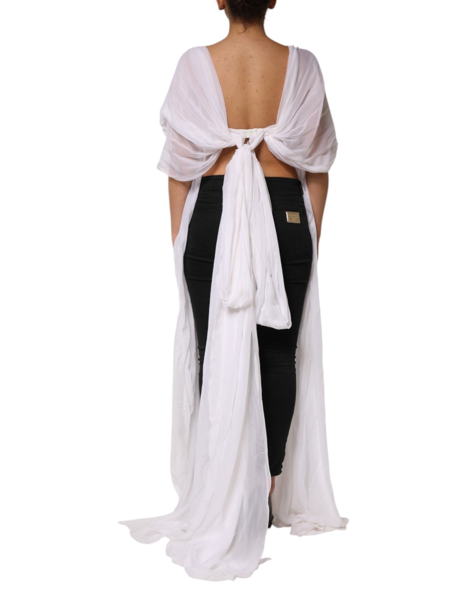 Dolce & Gabbana White Bustier Corset Cropped Chiffon Top - RIMODA