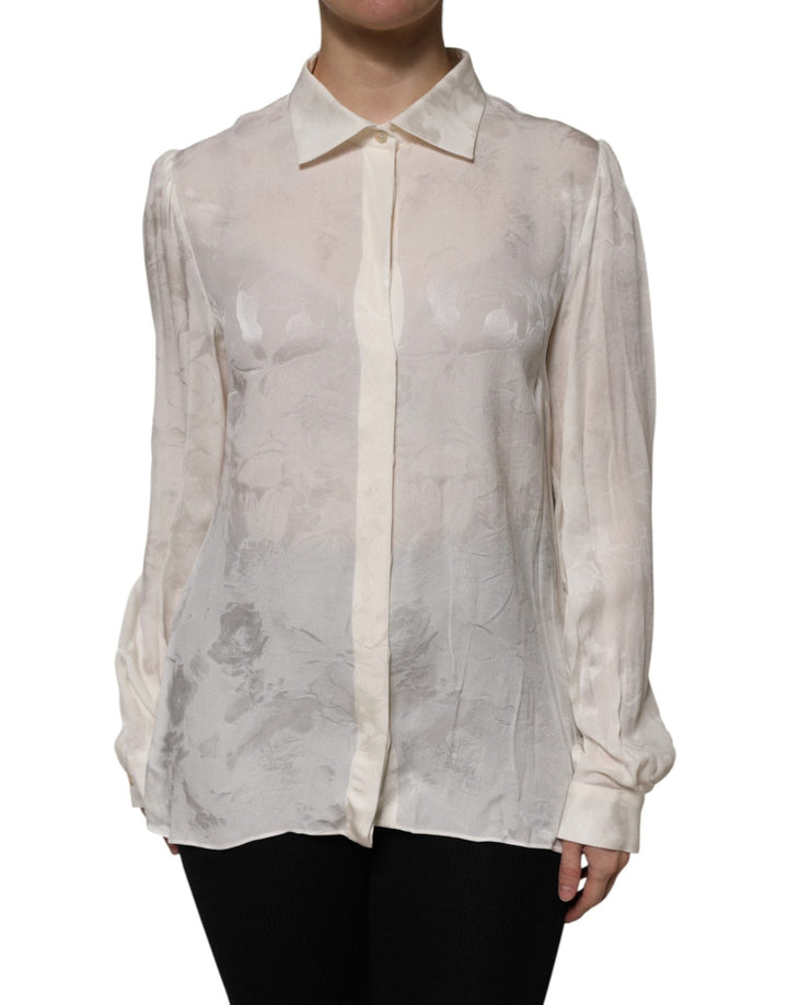 Dolce & Gabbana White Button Down Long Sleeves Blouse Top - RIMODA