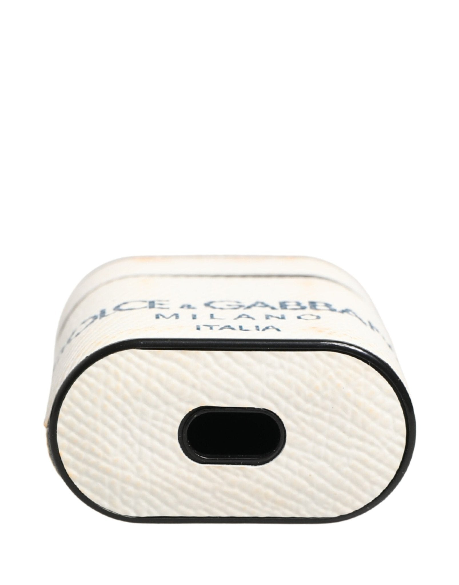 Dolce & Gabbana White Calf Leather Logo Flip Holder Strap Airpods Case - RIMODA