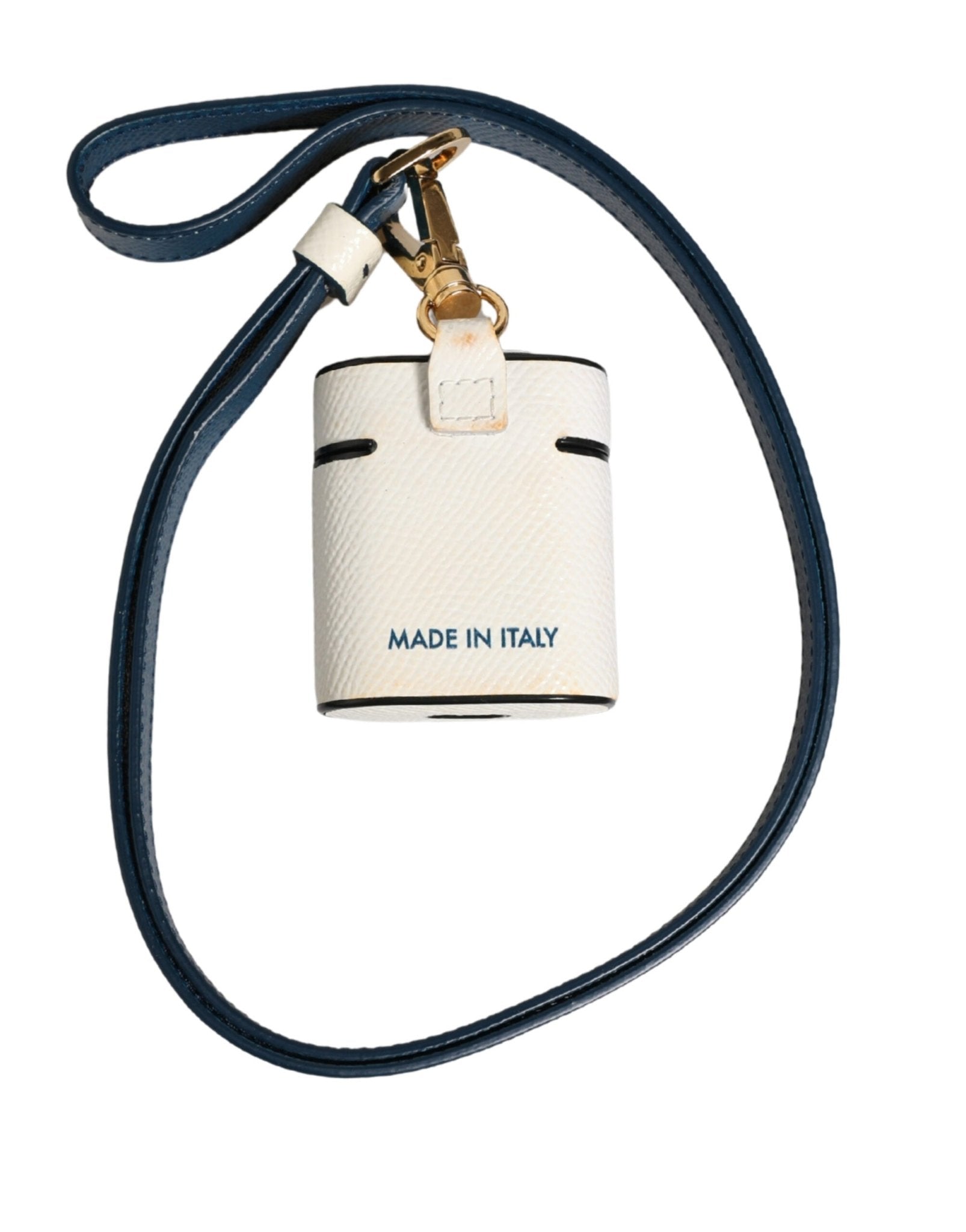 Dolce & Gabbana White Calf Leather Logo Flip Holder Strap Airpods Case - RIMODA