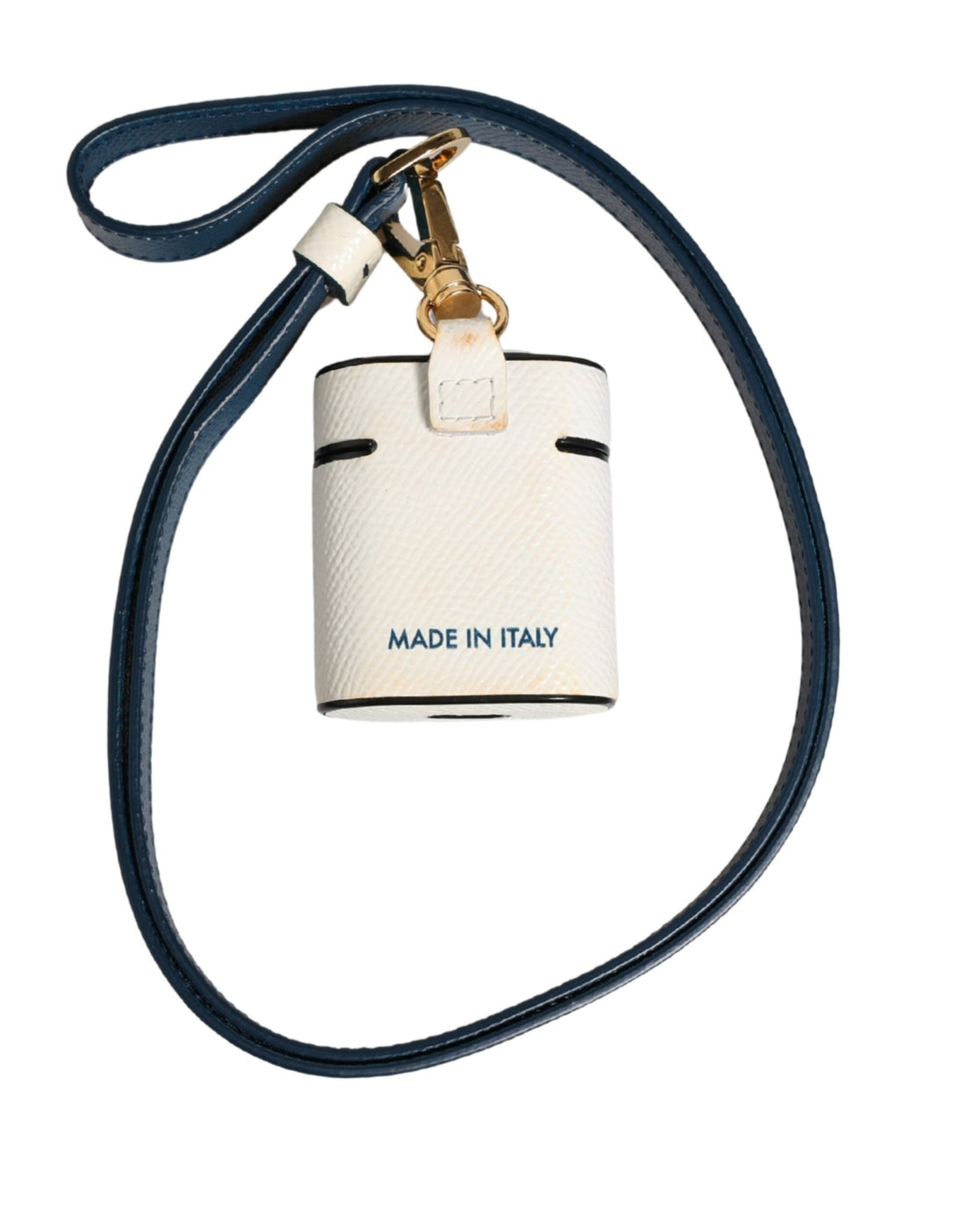 Dolce & Gabbana White Calf Leather Logo Flip Holder Strap Airpods Case - RIMODA