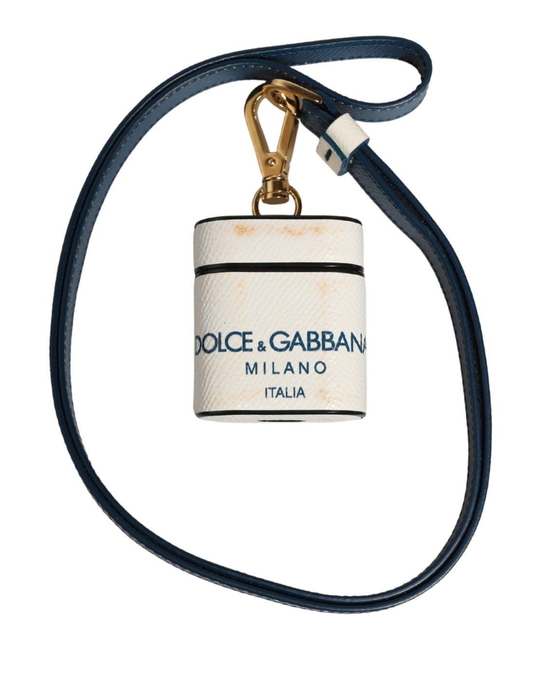 Dolce & Gabbana White Calf Leather Logo Flip Holder Strap Airpods Case - RIMODA